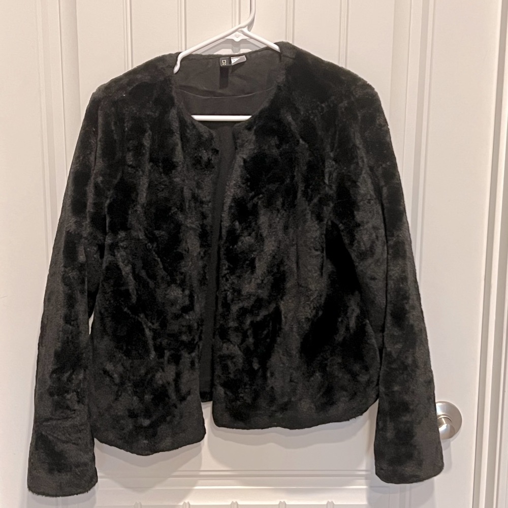 H&M medium black furry women’s coat